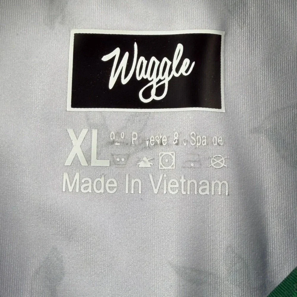 Waggle Golf Polo Shirt Men XL White Mallard Duck Print Green Collar Short Sleeve - Picture 8 of 12